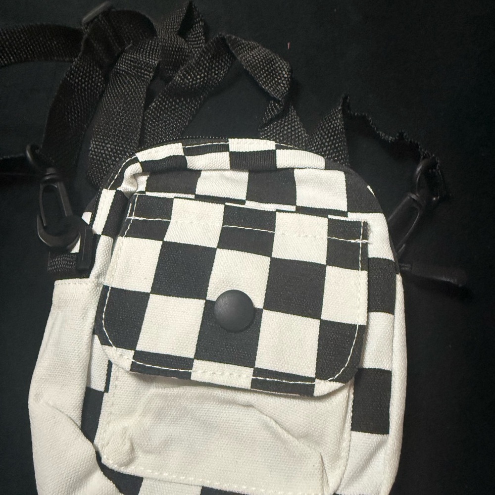 Checkered Black and White Small Crossbody Sling Bag - BRAND NEW